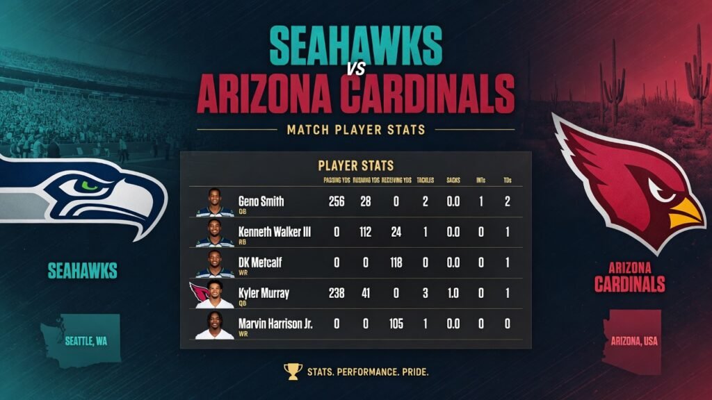 seahawks vs arizona cardinals match player stats