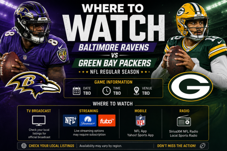 Where to Watch Baltimore Ravens vs Green Bay Packers